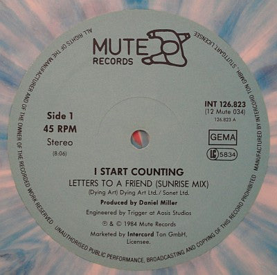 I Start Counting : Letters To A Friend (12", Maxi, Blu)