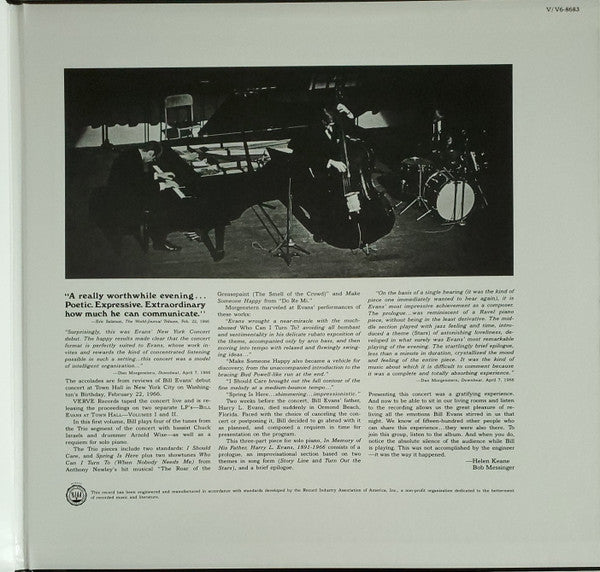 The Bill Evans Trio : Bill Evans At Town Hall (Volume One) (LP, Album, RE, 180)
