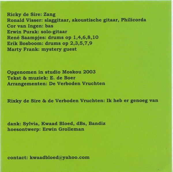 Ricky DeSire & Verboden Vruchten, De : Ik Heb Er Genoeg Van (CD, Album)