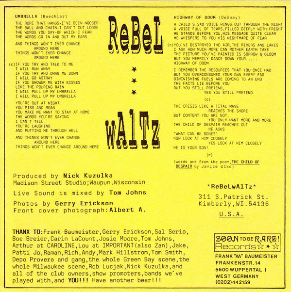 Rebel Waltz (2) : Umbrella / Highway Of Doom (7", Ltd)