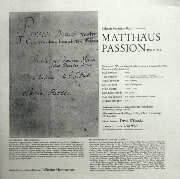 Johann Sebastian Bach - Nikolaus Harnoncourt : Matthäus-Passion (4xLP + Box)