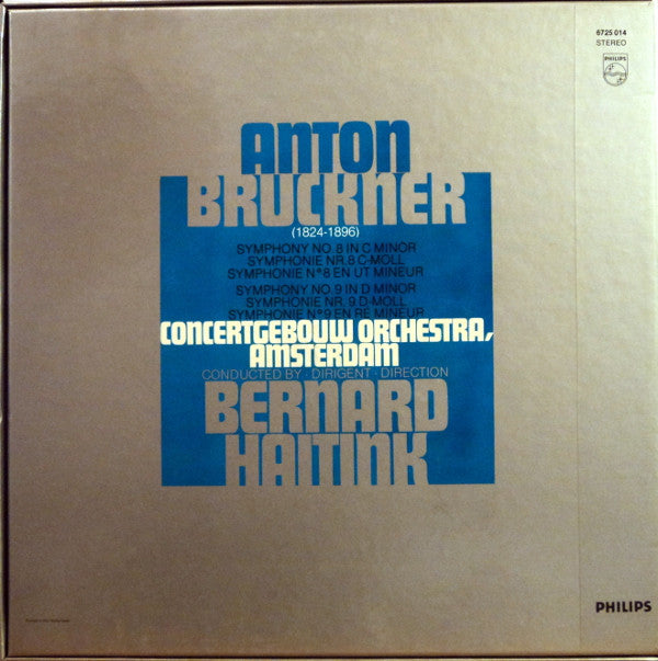 Anton Bruckner – Concertgebouworkest, Bernard Haitink : Symphonies 8 & 9 (Box + 3xLP)