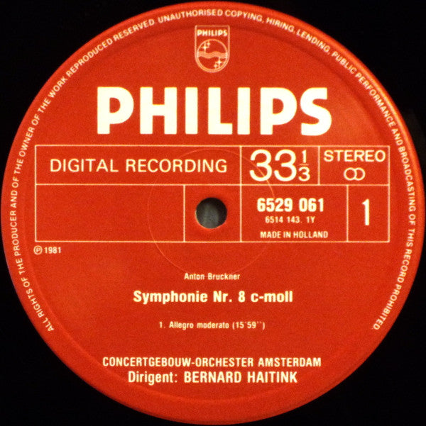 Anton Bruckner – Concertgebouworkest, Bernard Haitink : Symphonies 8 & 9 (Box + 3xLP)