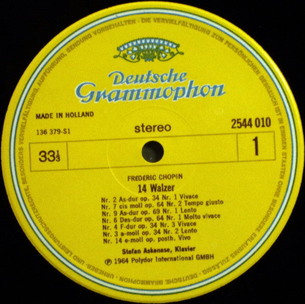 Frédéric Chopin – Stefan Askenase : Walsen = Valses (LP, Album, RE)