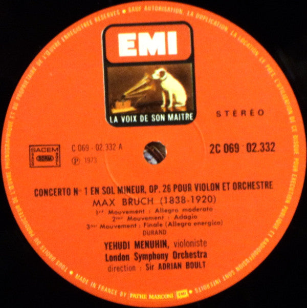 Max Bruch – Yehudi Menuhin - London Symphony Orchestra, Sir Adrian Boult : Deux Concertos Pour Violon - N° 1 En Sol Mineur, Op. 26 / N° 2 En Re Mineur, Op. 44 (LP)