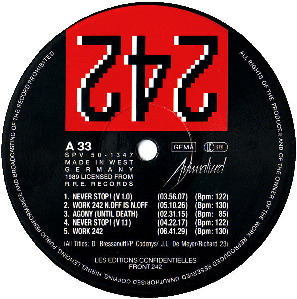 Front 242 : Never Stop! (12", Maxi)