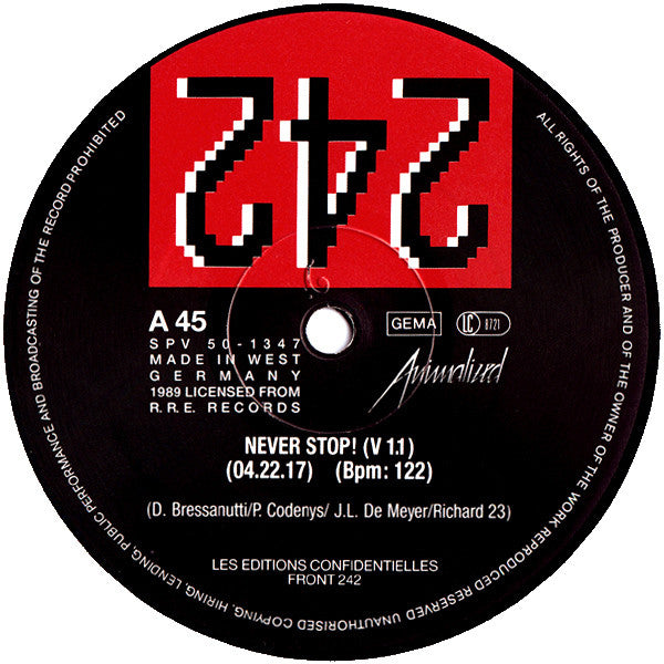 Front 242 : Never Stop! (12", Maxi)