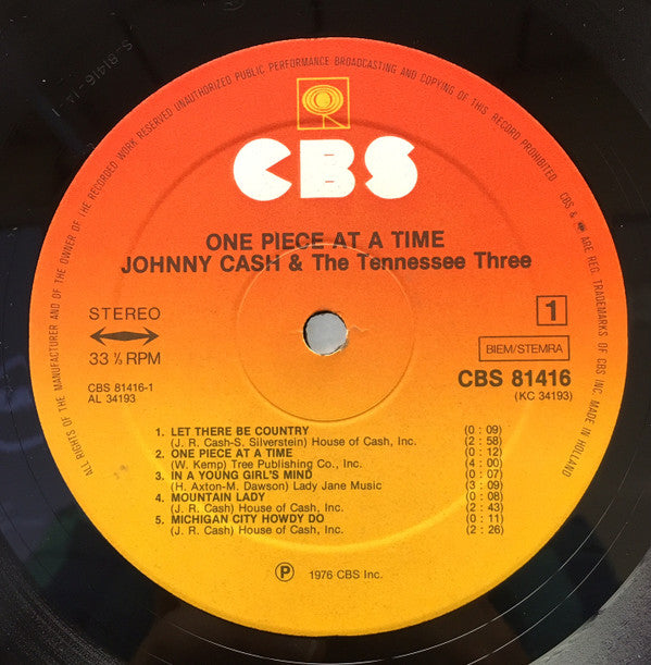 Johnny Cash And The Tennessee Three : One Piece At A Time (LP, Album)