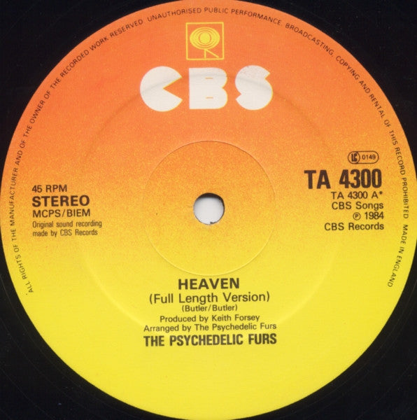 Psychedelic Furs* : Heaven (12", Single)