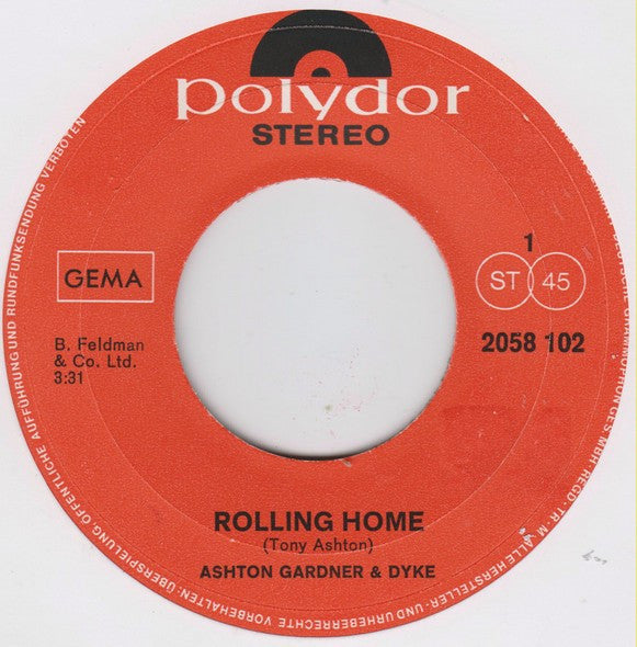 Ashton, Gardner & Dyke : Rolling Home / New York Mining Disaster 1941 (7", Single)
