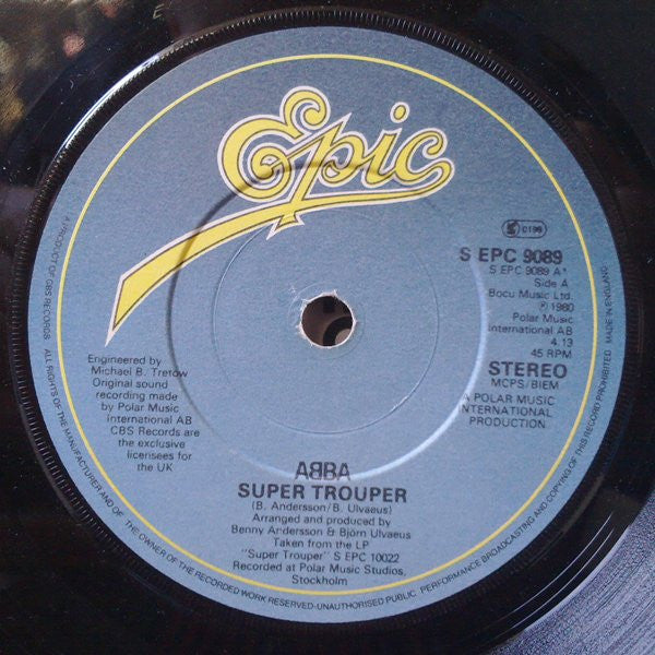 ABBA : Super Trouper (7", Single, Pap)