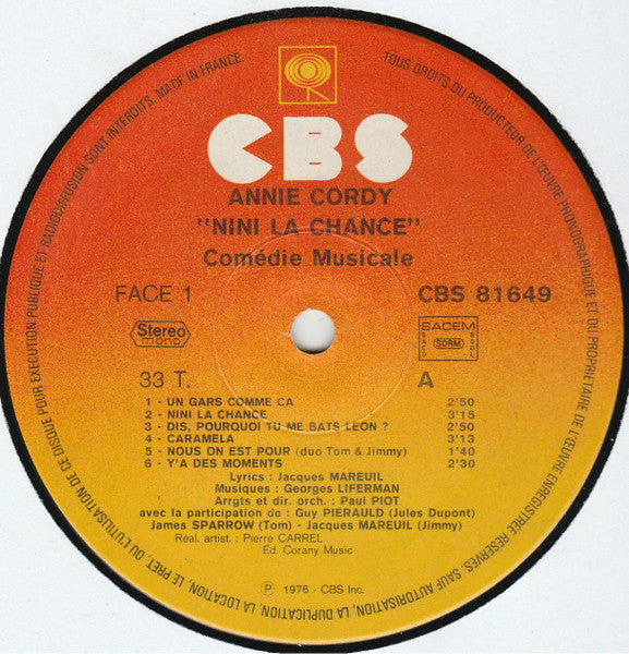 Annie Cordy : Nini La Chance (LP, Album)