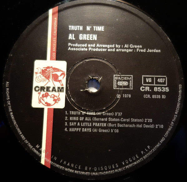 Al Green : Truth N' Time (LP, Album, Gat)