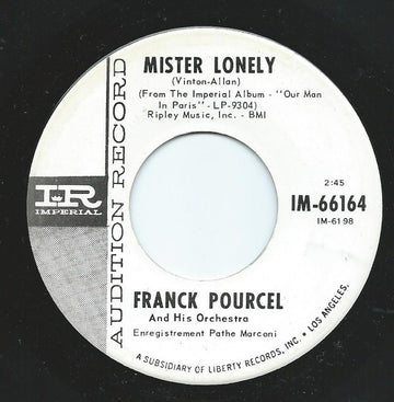 Franck Pourcel Et Son Grand Orchestre : Mister Lonely (7", Promo, Whi)