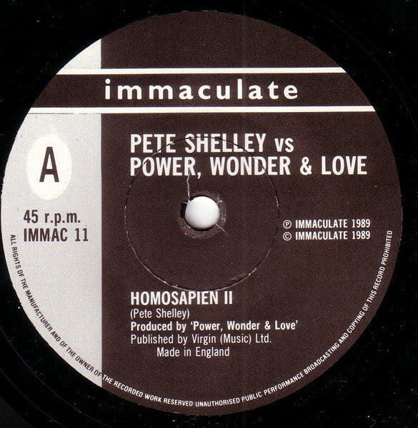 Pete Shelley VS Power, Wonder & Love : Homosapien II (7")