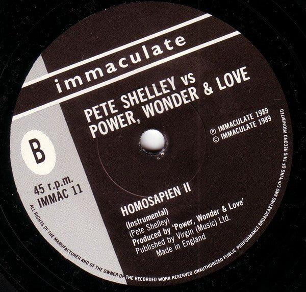 Pete Shelley VS Power, Wonder & Love : Homosapien II (7")