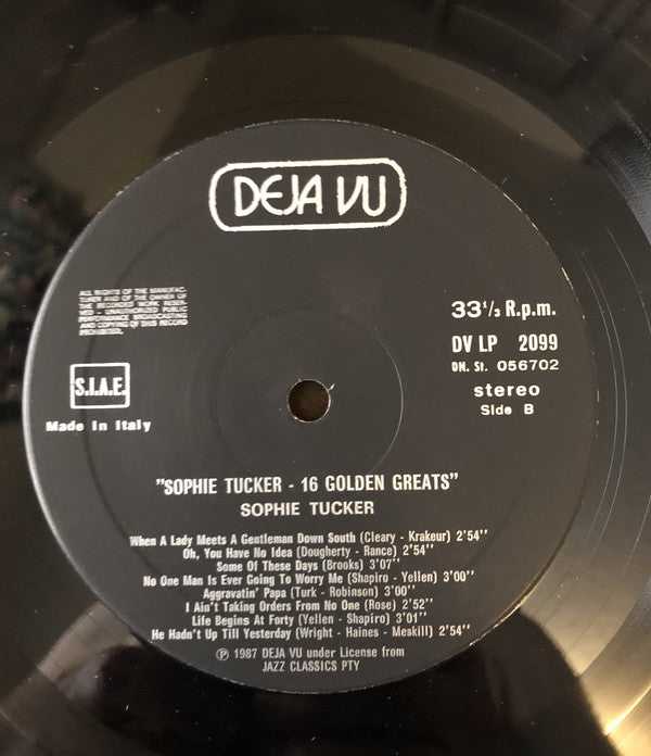 Sophie Tucker : 16 Golden Greats (LP, Comp)