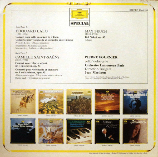 Édouard Lalo · Camille Saint-Saëns / Max Bruch - Pierre Fournier : Konzerte Für Violoncello / Kol Nidrei (LP, RE)