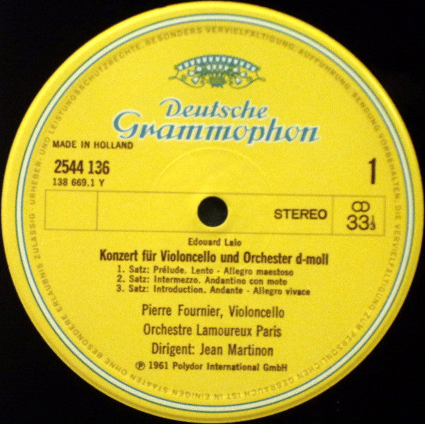 Édouard Lalo · Camille Saint-Saëns / Max Bruch - Pierre Fournier : Konzerte Für Violoncello / Kol Nidrei (LP, RE)