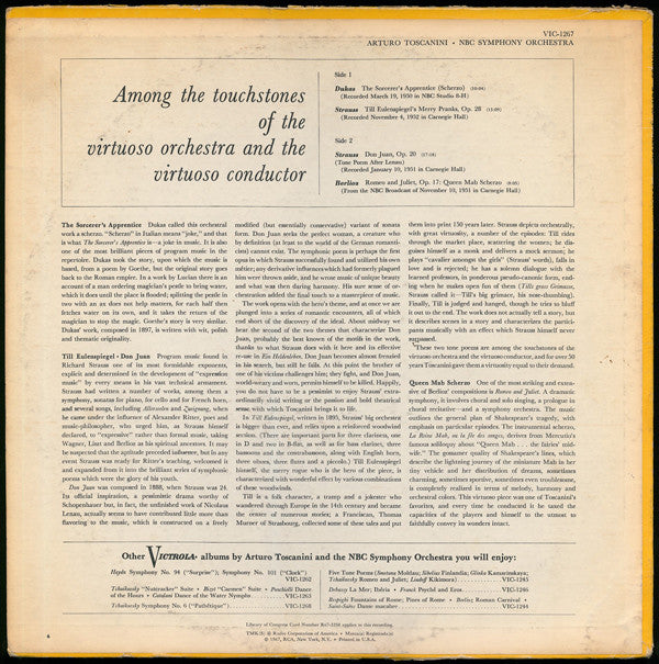 Arturo Toscanini, NBC Symphony Orchestra : Strauss / Dukas / Berlioz (LP, Comp, Mono)