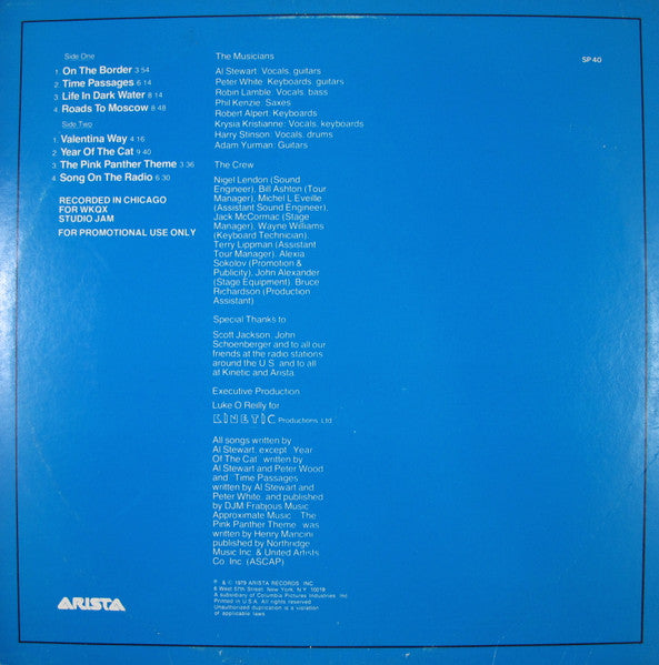 Al Stewart : The Live Radio Concert Album (LP, Ltd, Promo)