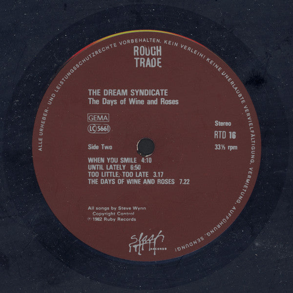 The Dream Syndicate : The Days Of Wine And Roses (LP, Album)