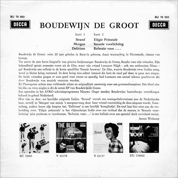 Boudewijn de Groot : Boudewijn de Groot (7", EP, Mono)