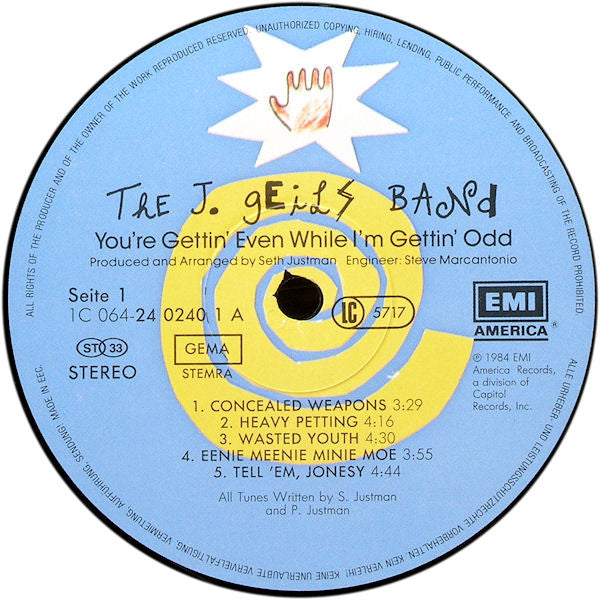 The J. Geils Band : You're Gettin' Even While I'm Gettin' Odd (LP, Album)