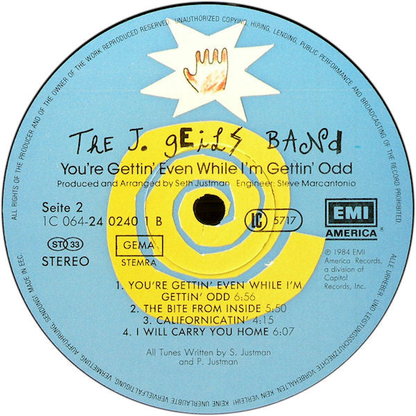 The J. Geils Band : You're Gettin' Even While I'm Gettin' Odd (LP, Album)