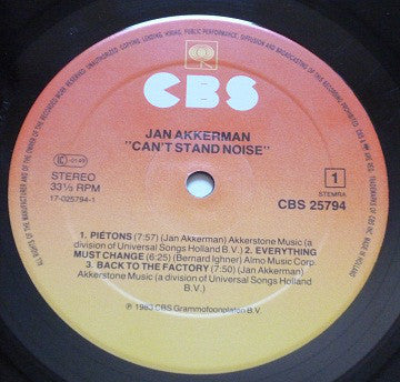 Jan Akkerman : Can't Stand Noise (LP, Album)