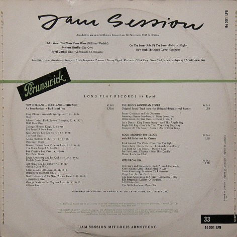 Louis Armstrong : Jam Session (10", Mono)