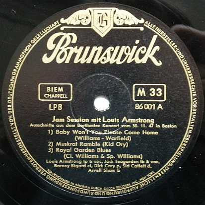 Louis Armstrong : Jam Session (10", Mono)