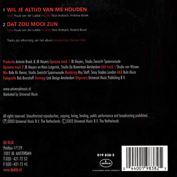 De Dijk : Wil Je Altijd Van Me Houden (CD, Single)