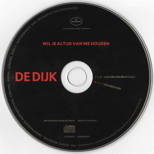 De Dijk : Wil Je Altijd Van Me Houden (CD, Single)