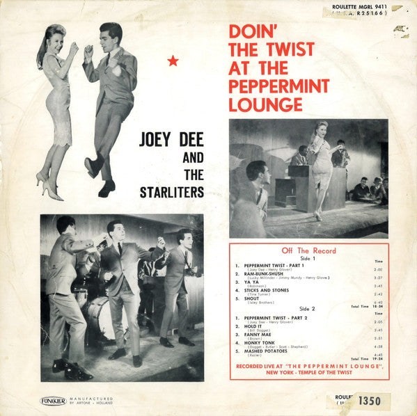 Joey Dee & The Starliters : Doin' The Twist At The Peppermint Lounge (LP, Album, Mono)
