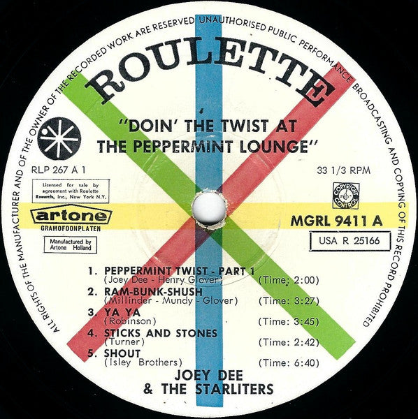 Joey Dee & The Starliters : Doin' The Twist At The Peppermint Lounge (LP, Album, Mono)