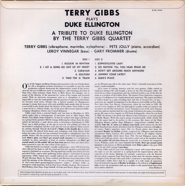 Terry Gibbs : Terry Gibbs Plays Duke Ellington - A Tribute To Duke Ellington (LP, Album)