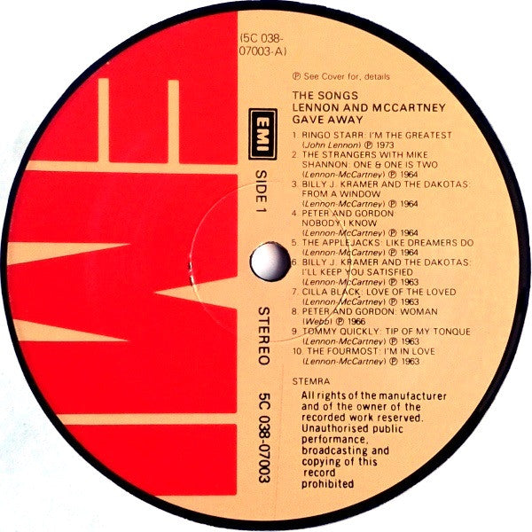 Various : The Songs Lennon And McCartney Gave Away (LP, Comp)