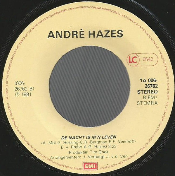 André Hazes : Zeg Maar Niets Meer (7", Single)