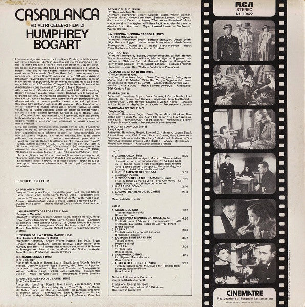 Charles Gerhardt / National Philharmonic Orchestra : Musiche Da Casablanca Ed Altri Celebri Film Di Humphrey Bogart (LP)