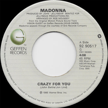 Madonna / Berlin : Crazy For You / No More Words (7", Single)