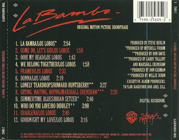 Various : La Bamba (Original Motion Picture Soundtrack) (CD, Album, Comp)