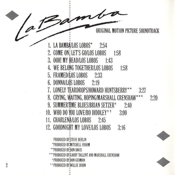 Various : La Bamba (Original Motion Picture Soundtrack) (CD, Album, Comp)