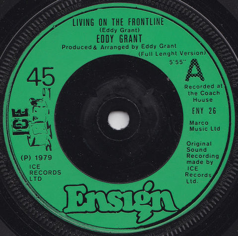 Eddy Grant : Living On The Frontline (Full Length Version) (7", Single)