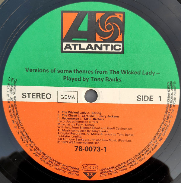 Tony Banks : The Wicked Lady (Original SoundTrack) (LP, Album)