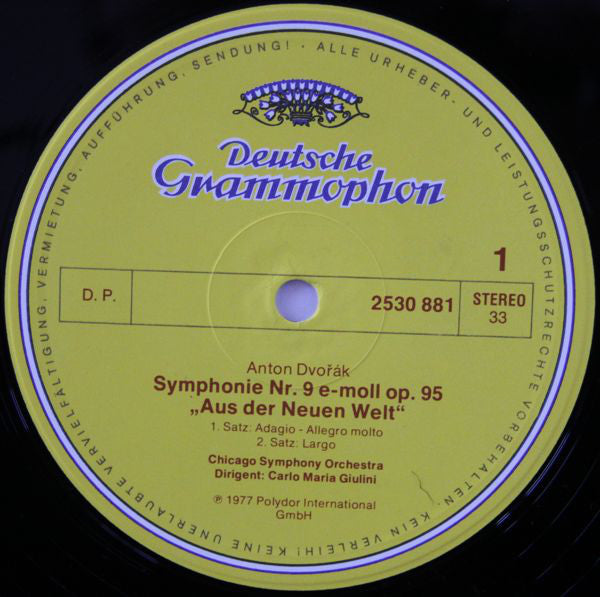 Antonín Dvořák, Chicago Symphony Orchestra ∙ Carlo Maria Giulini : Symphonie Nr.9 „Aus Der Neuen Welt“ = "From The New World" (LP, Album)