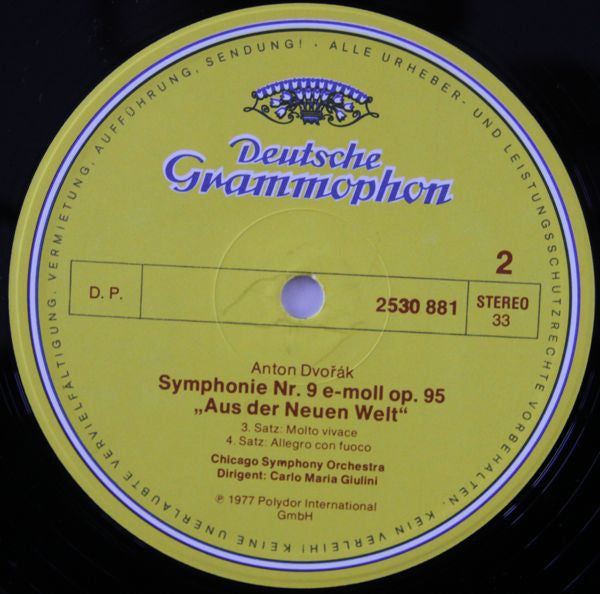 Antonín Dvořák, Chicago Symphony Orchestra ∙ Carlo Maria Giulini : Symphonie Nr.9 „Aus Der Neuen Welt“ = "From The New World" (LP, Album)