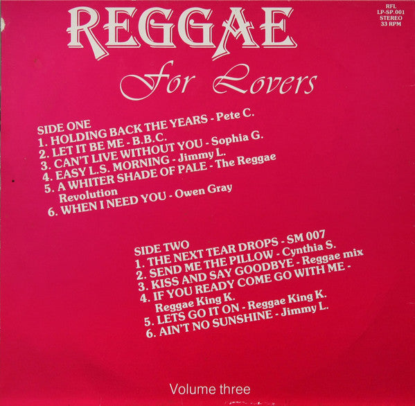 Various : Reggae For Lovers Volume Three (LP, Comp)