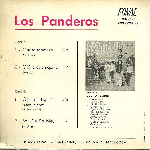 Los Panderos : Guantanamera / Ojos De Espana / Ole, Ole, Chiquilla / Ball De Sa Neu (7", EP)