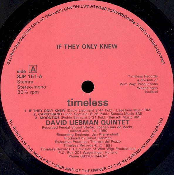 The David Liebman Quintet : If They Only Knew (LP)